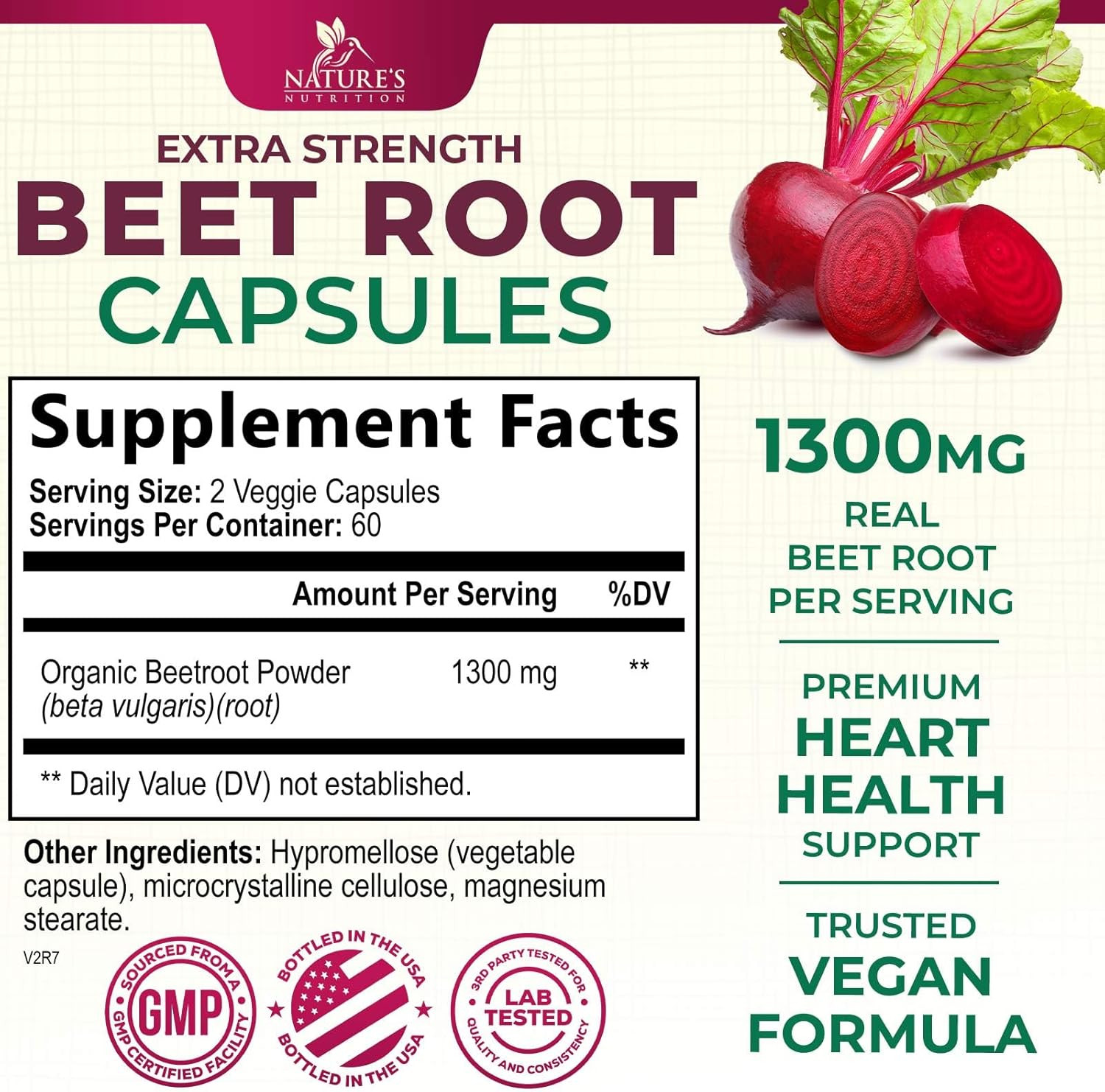 Beet Root Capsules 1300Mg – Extra Strength Red Beetroot Powder Supplement – Supp