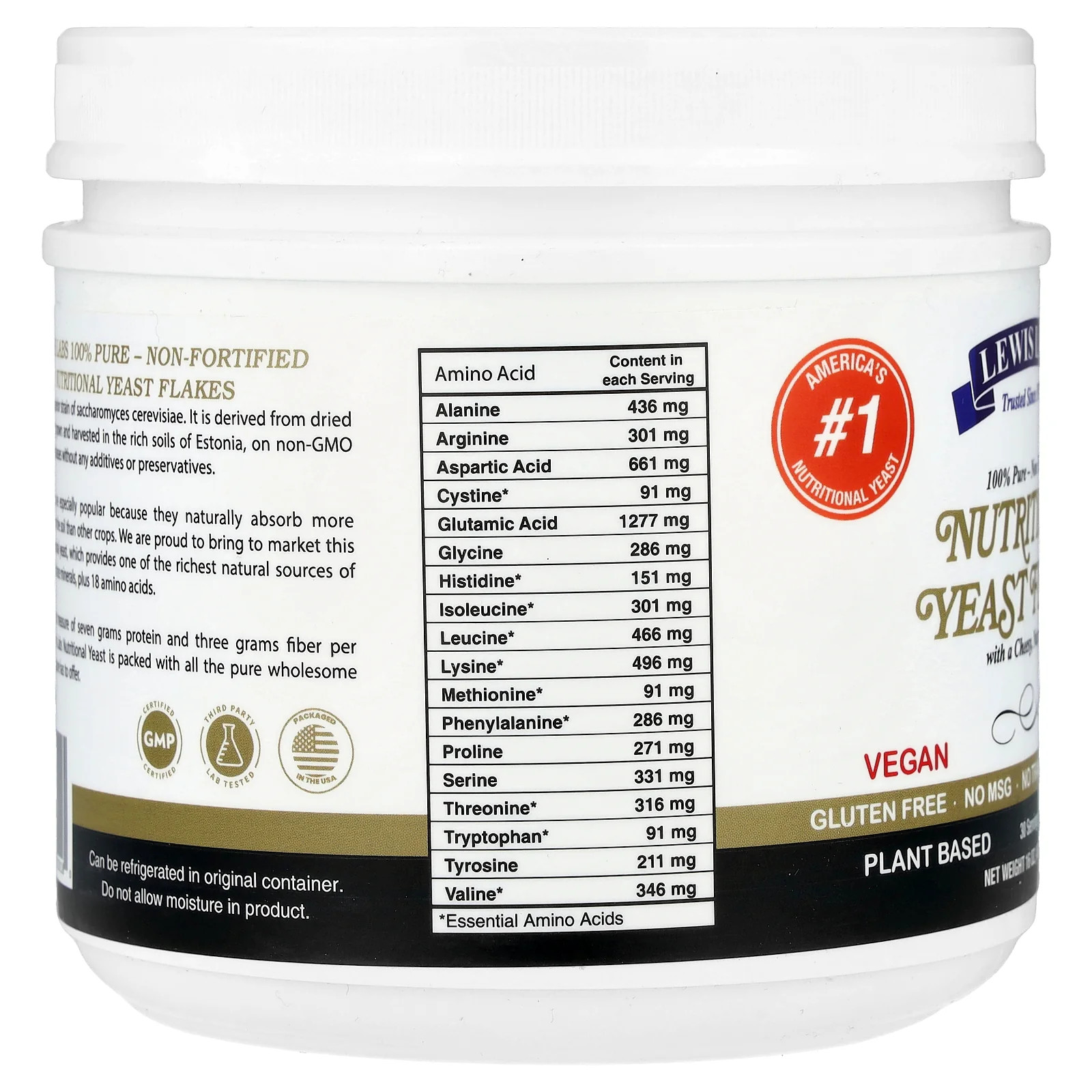 2 X Lewis Labs, Nutritional Yeast Flakes, Cheesy Nutty, 16 oz (454 g)