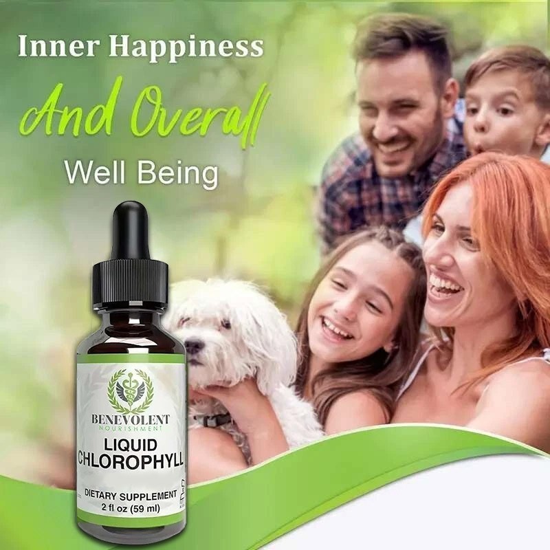 2 BOTTLES-Benevolent Nouris Chlorophyll Liquid Drops Detox, Internal Deodorizer