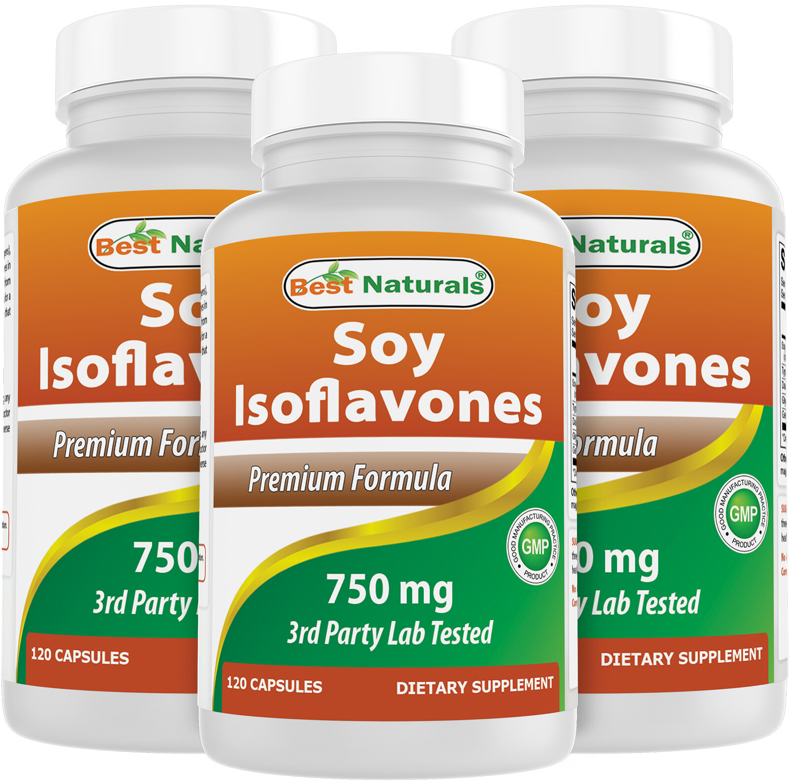 3 Pack Best Naturals Soy Isoflavones 750 mg 120 Capsules