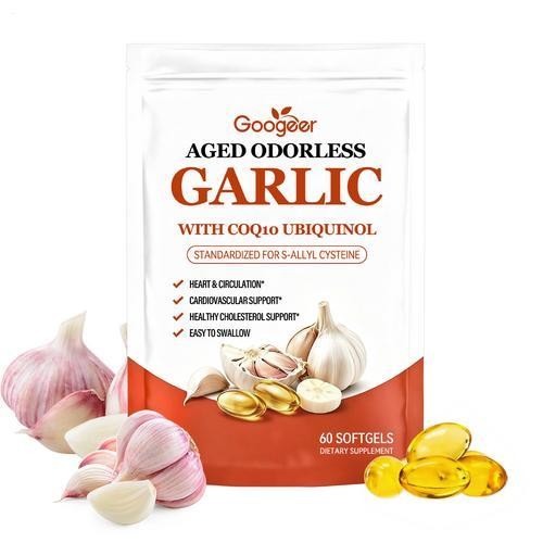 Odorless Aged-Resilia Garlic Extract 600mg Softgels (60 Count) with CoQ10