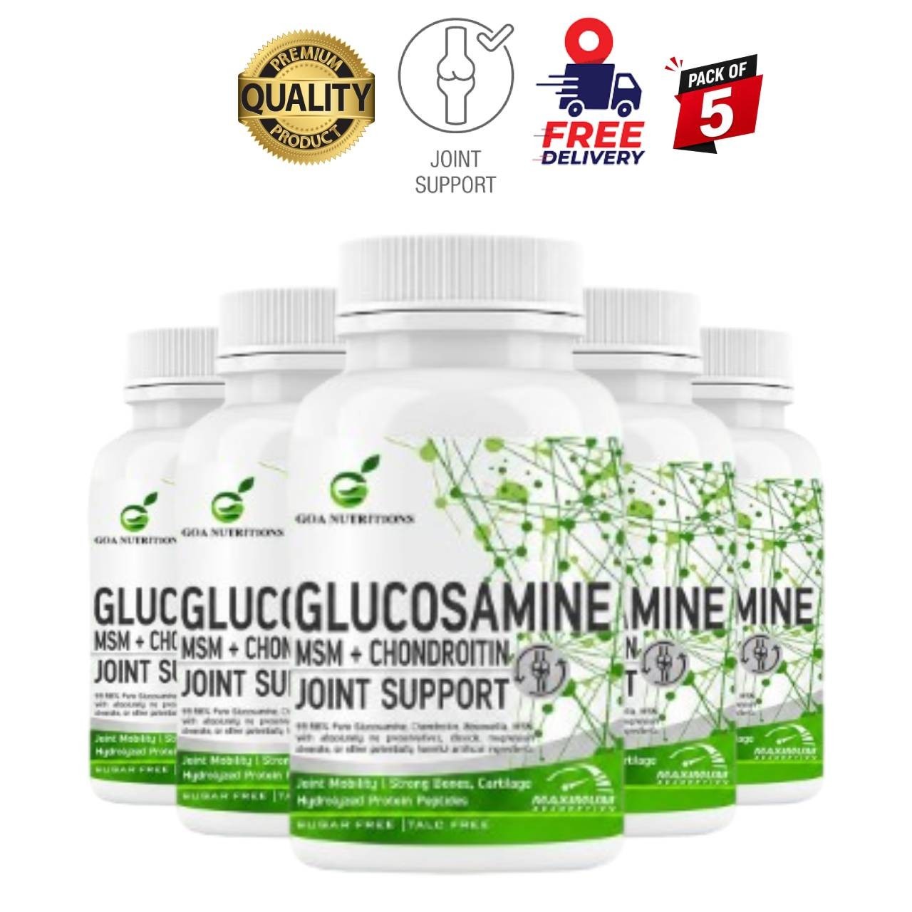 5 Pack G.OA Nutritions Glucosamine MSM 60 Tablets