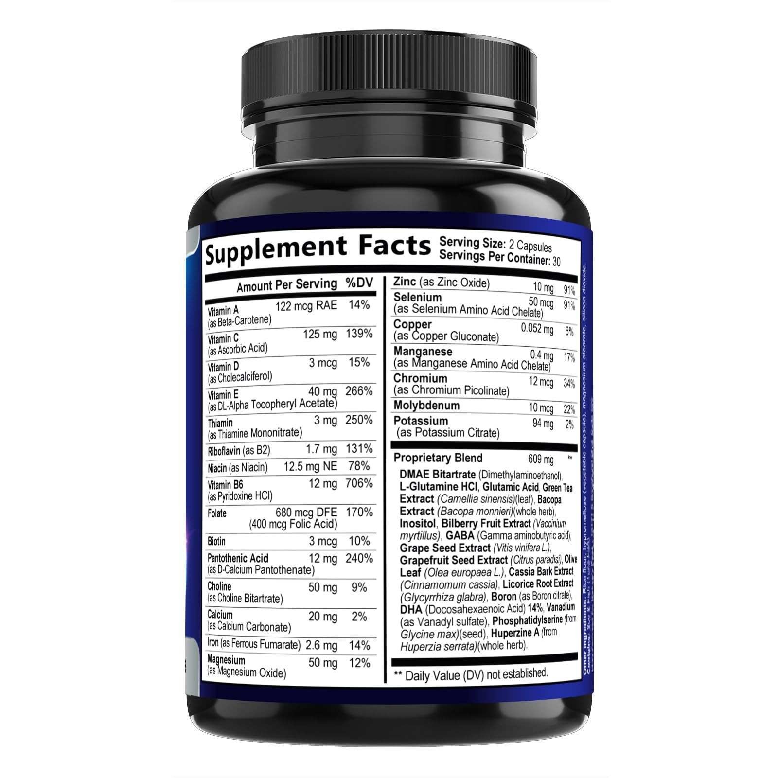 Brain Memory Supplement Pills – 3X Strength Nootropics 60 Count (Pack of 1)