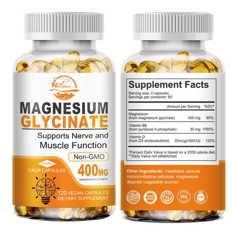 Nature’s Live High Absorption Magnesium Glycinate 400 mg 120 Capules Non-GMO