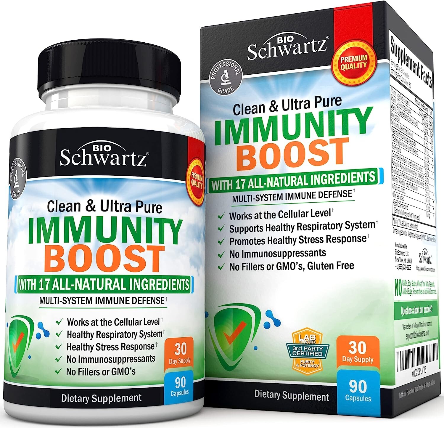 Immune Support Supplement with Vitamin C 1000mg Zinc Elderberry Extract, 90 ct