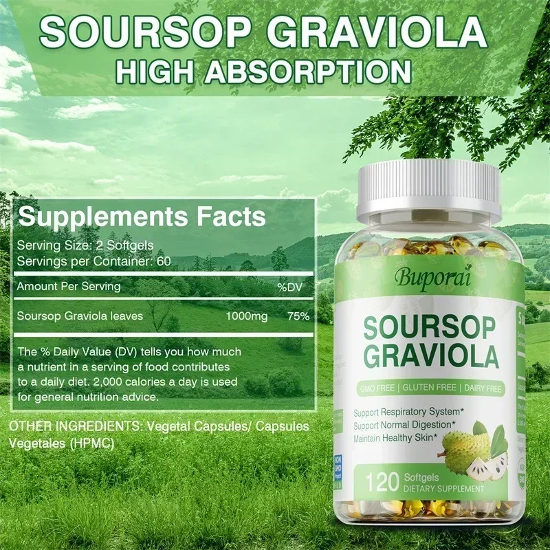 Soursop Graviola 120pcs -Antioxidants, Supports Cell Regeneration, Reduce Stress