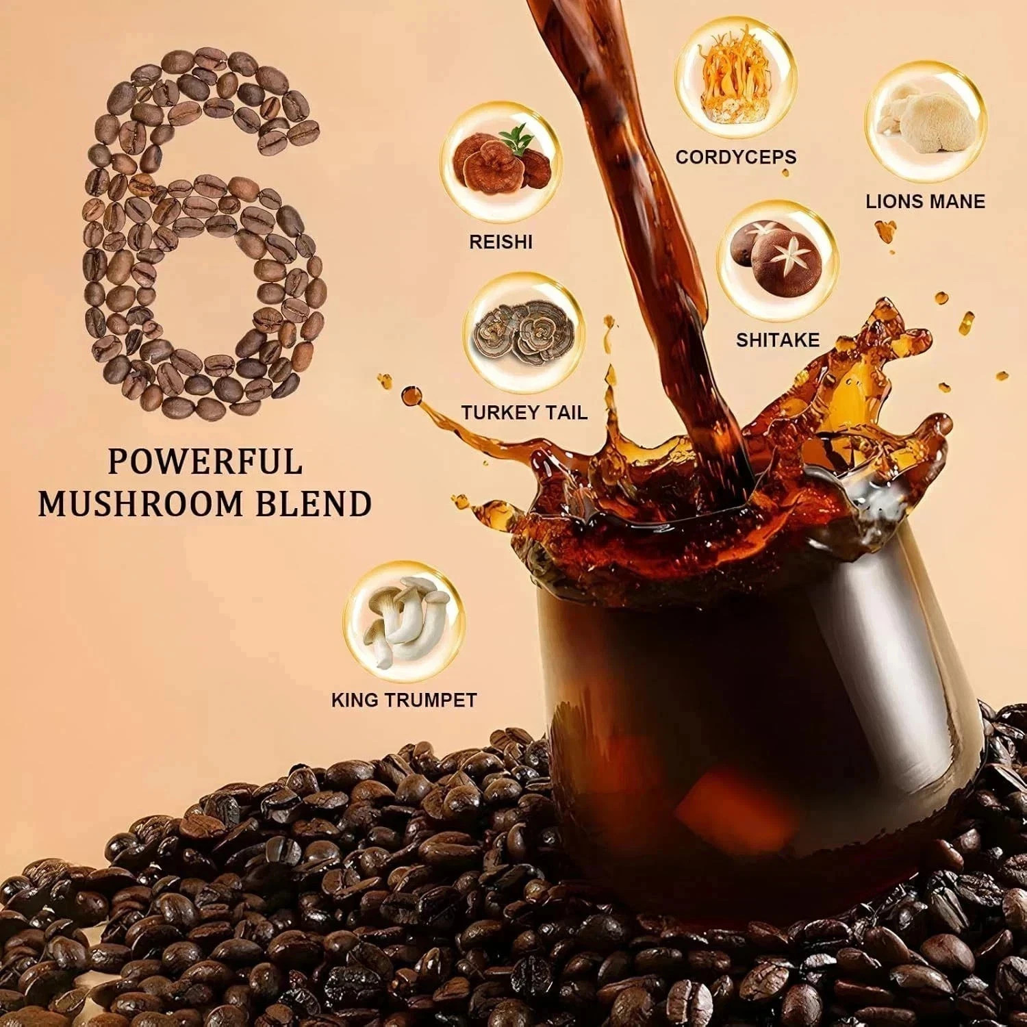3PACK Mushroom Coffee USDA Organic with 6 Adaptogenic Mushrooms 30 servings New