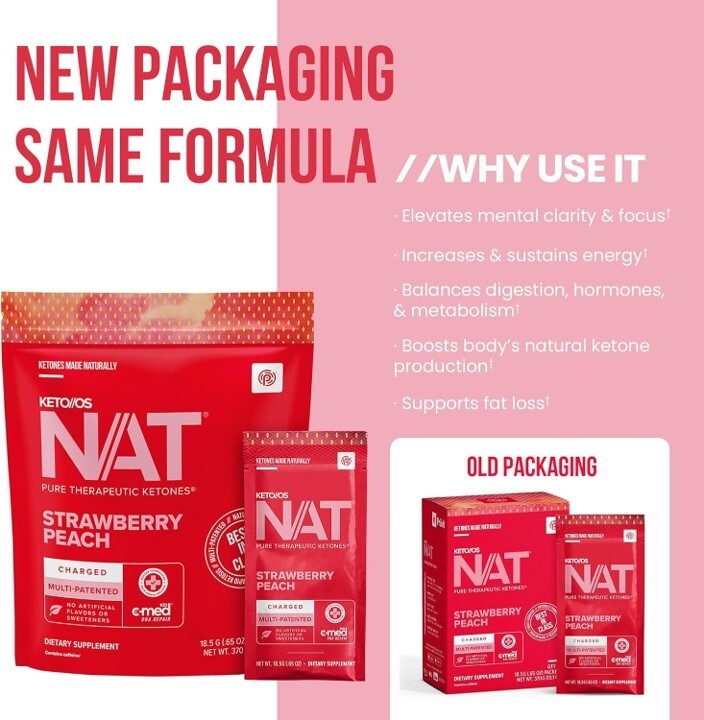 PRUVIT ketone drink Keto Nat STRAWBERRY PEACH CAFFEINE FREE / FREE SHIPPING