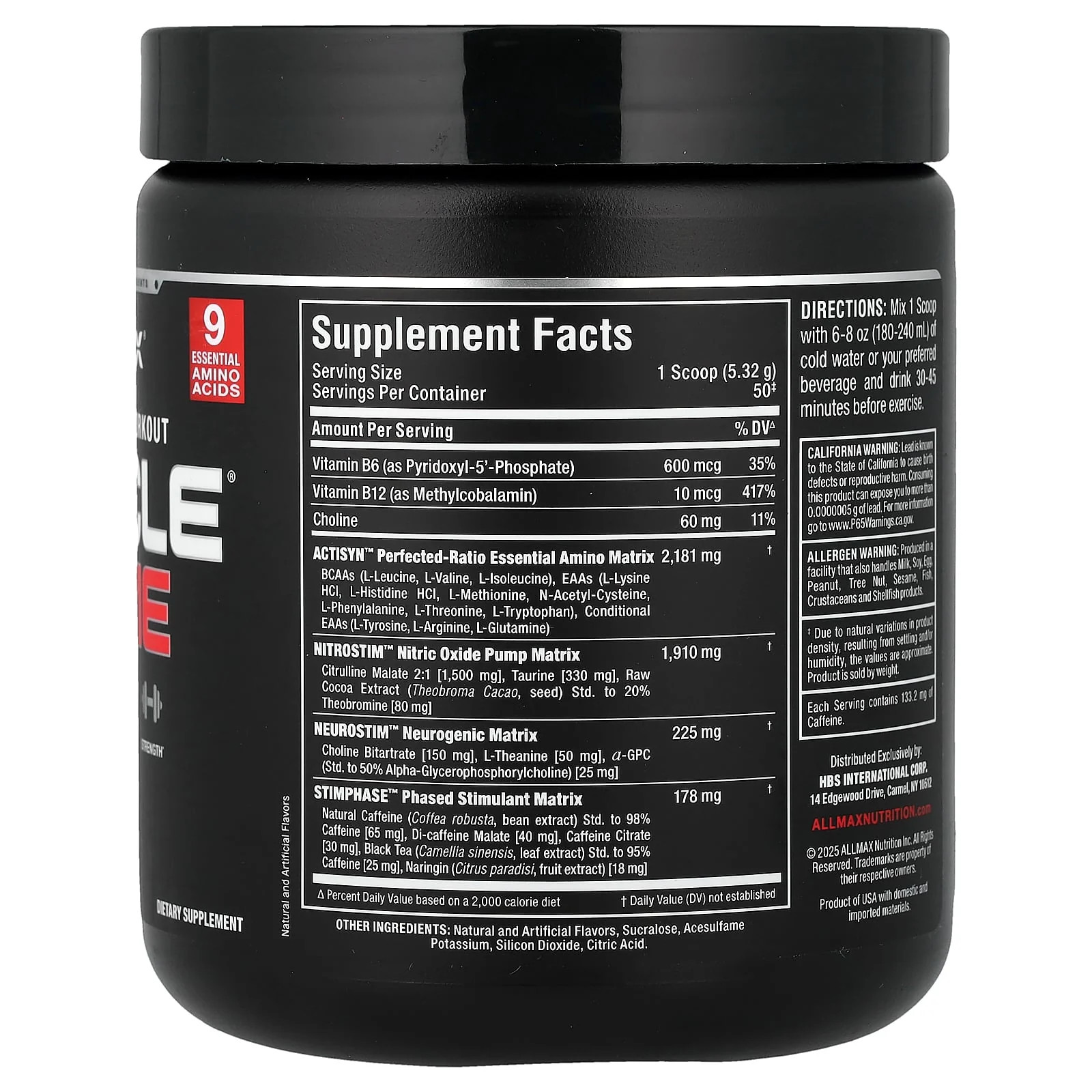 2 X ALLMAX, Muscle Prime�, Legendary Pre-Workout, White Raspberry, 9.4 oz (266