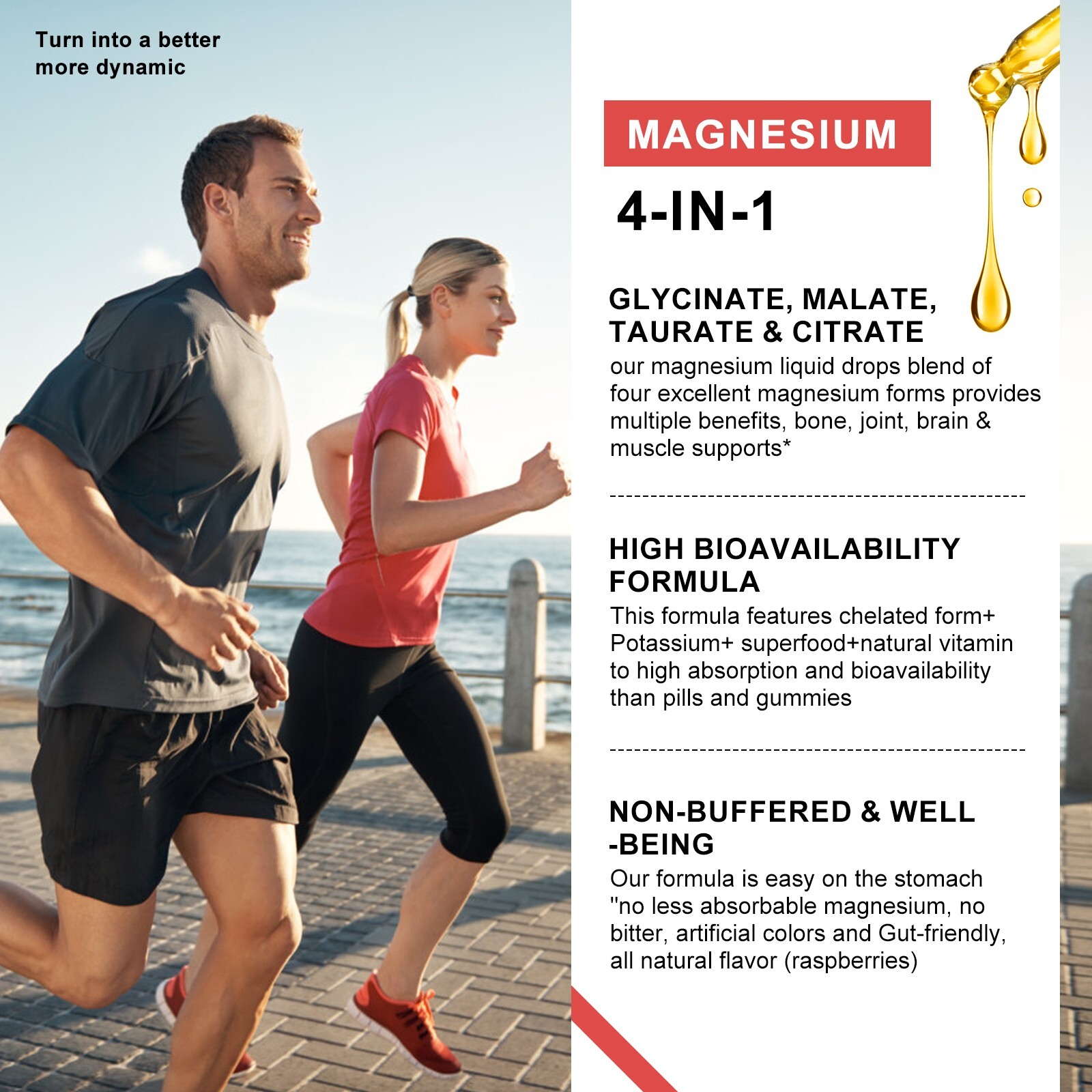 Magnesium Complex Supplement with Magnesium Glycinate,Citrate, Malate,Taurate