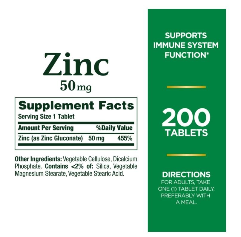 Nature’s Bounty Zinc 50 mg 400 Tablet Support Immume System
