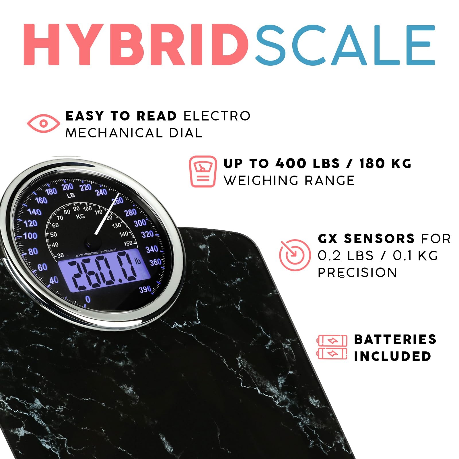 Hybrid Bathroom Scale for Body Weight – 2-in-1 Analog & Digital Display, Accu…