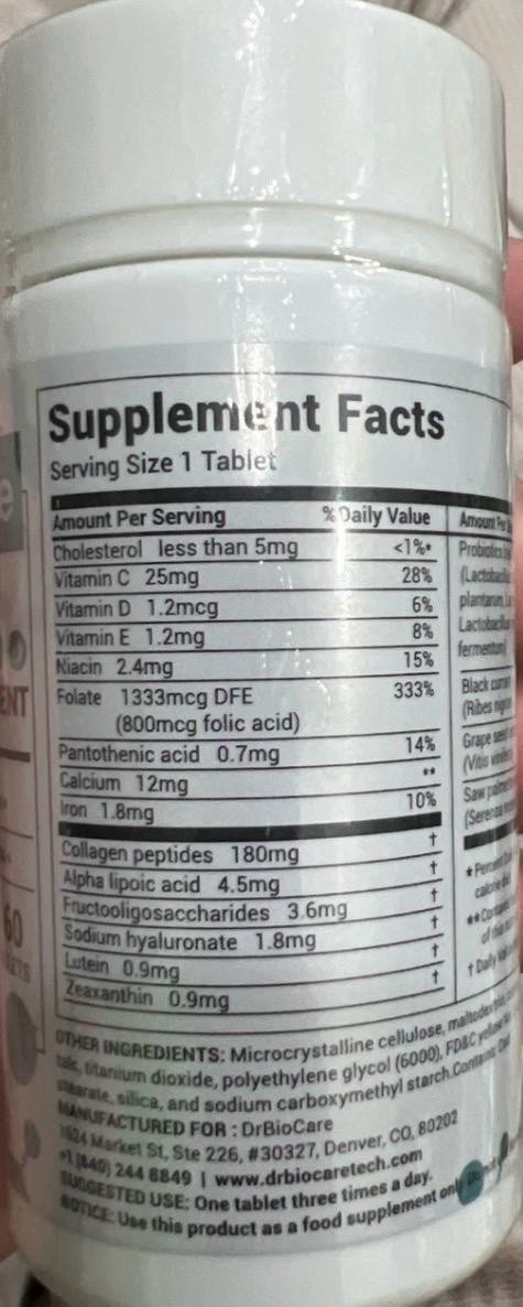 DrBioCare Collagen Peptide Multivitamin Mineral Tablets 60 Count All-in-One