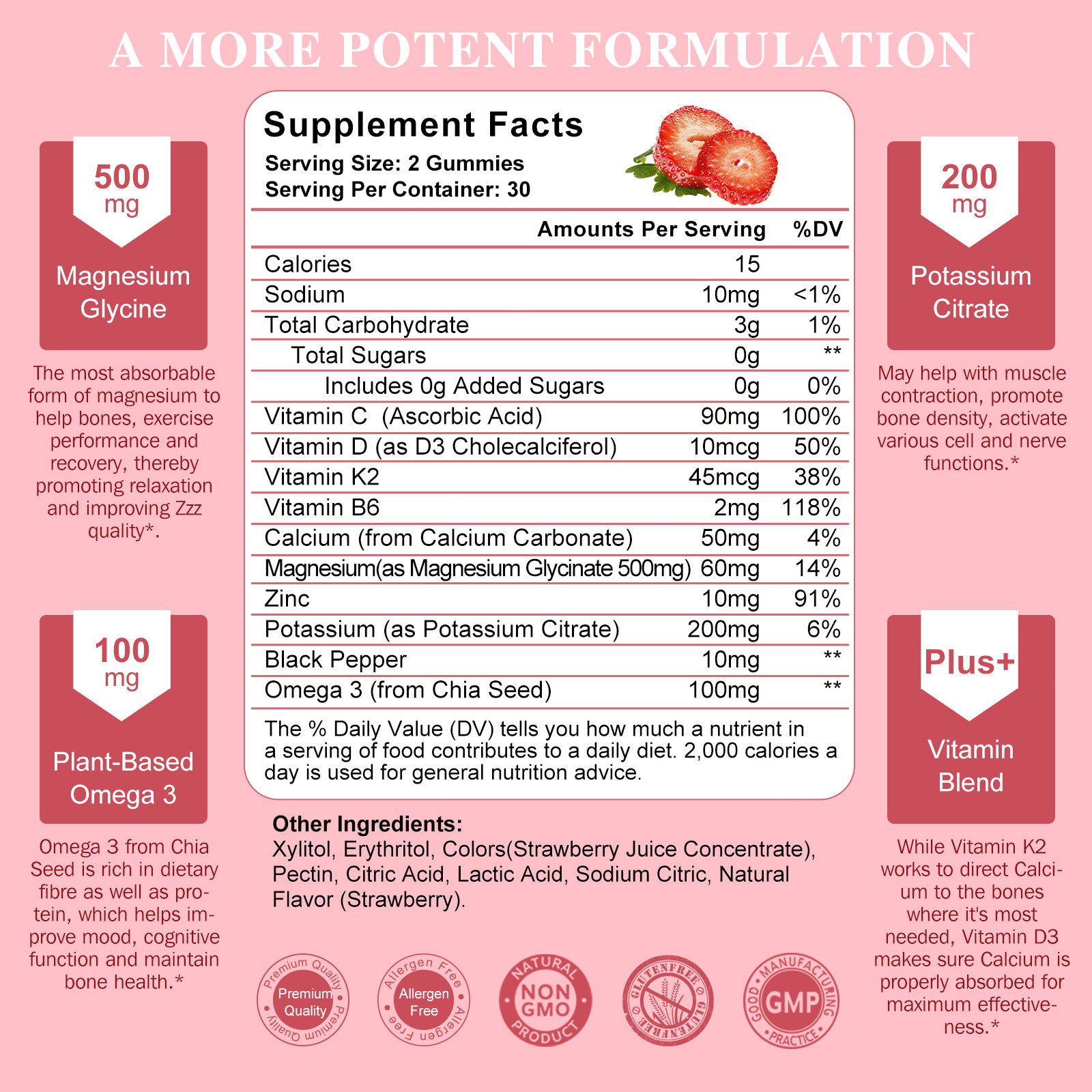 Magnesium Potassium Supplement Gummies – New Formula Calm Magnesium Glycinate