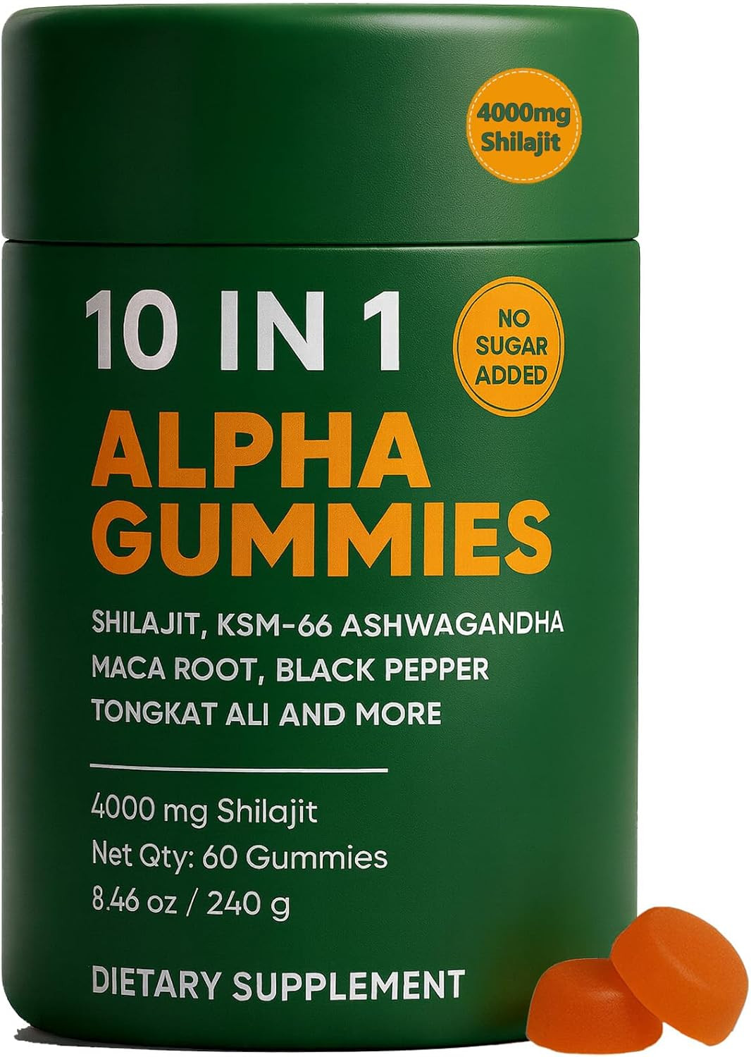 10-in-1 Shilajit Gummies for Men, 4000mg Energy & Immune Support, 60ct