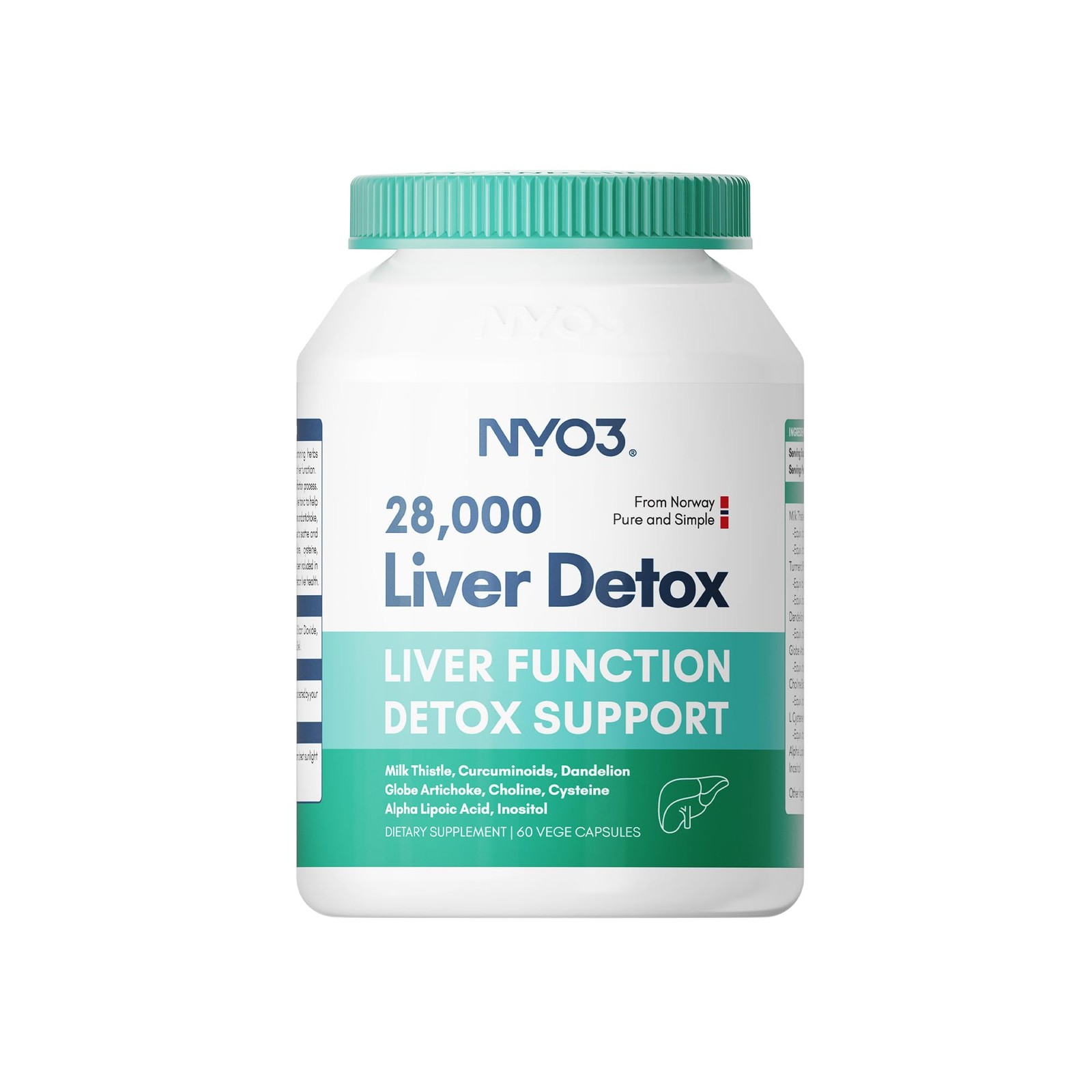 NYO3 Milk Thistle 200mg Liver Detox Supplement with 60 Count (Pack of 1)