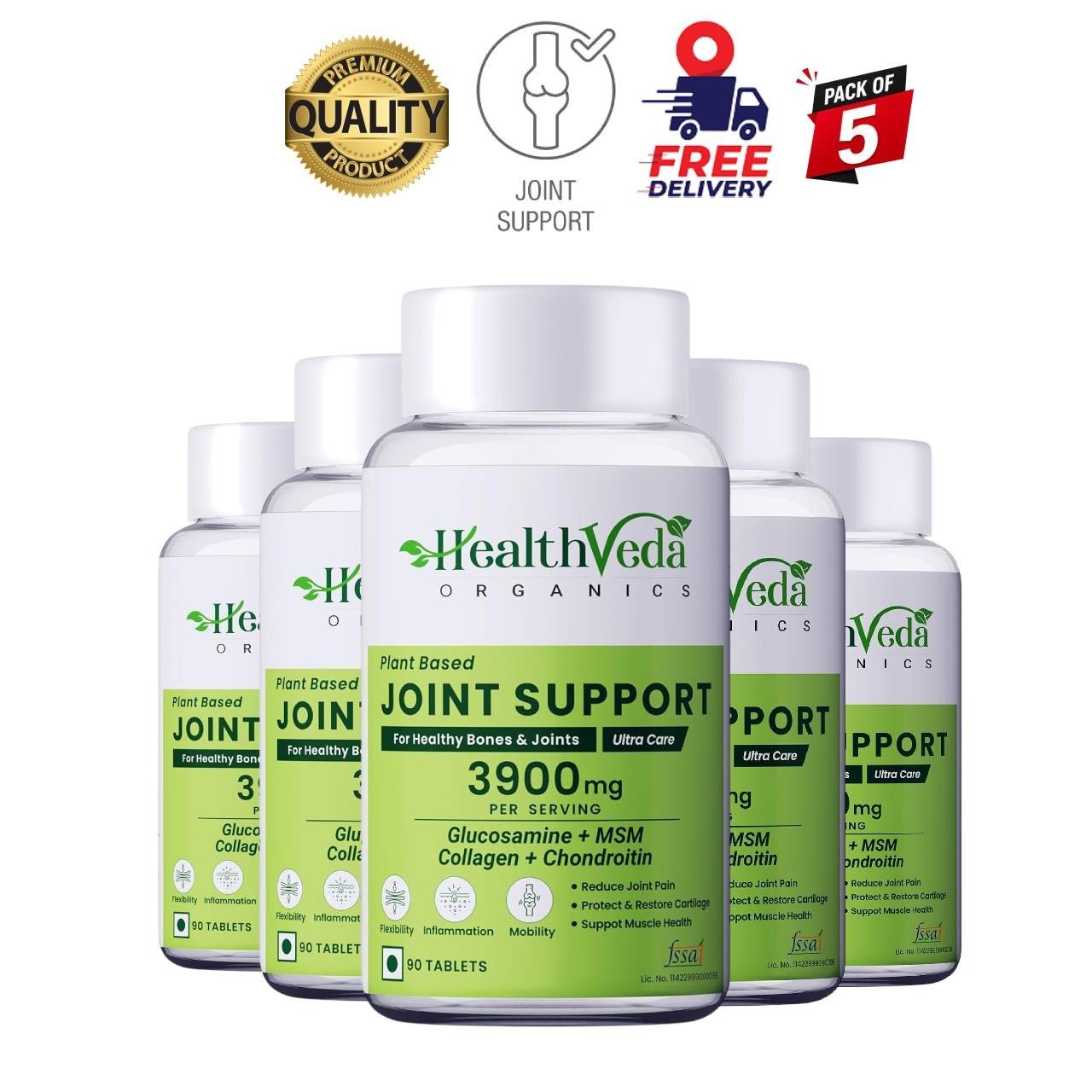 Health Ve.da Joint Support 90 Tabs Pack of 5 Glucosamine