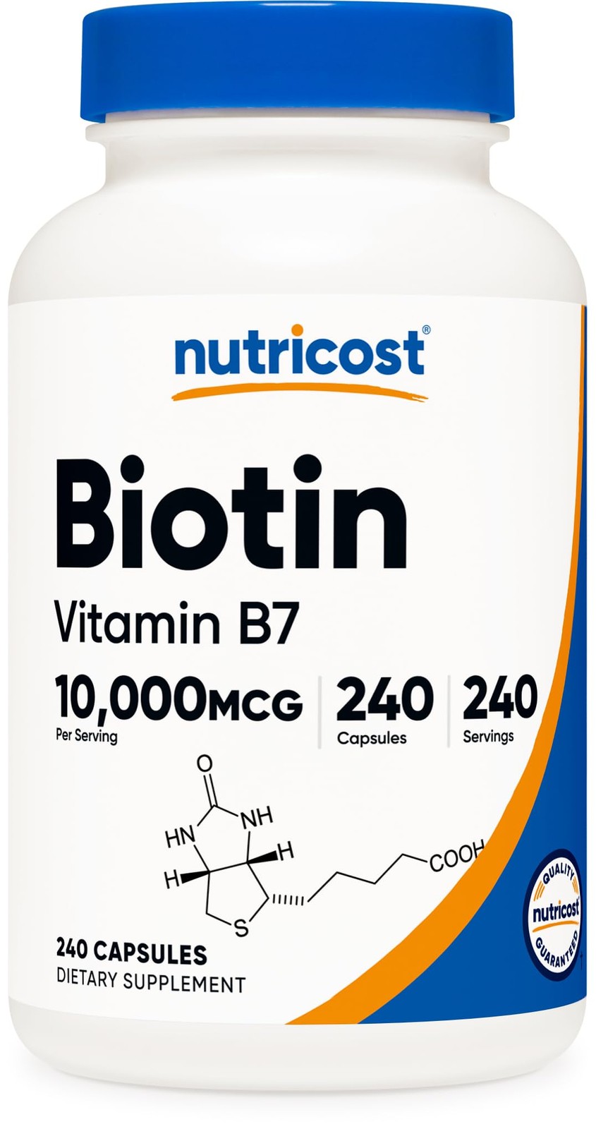 Nutricost Biotin (Vitamin B7) 10,000mcg (10mg) Vitamin 240 Capsules