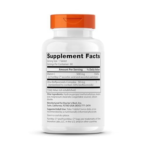 Doctor’s Best High Absorption Vitamin C 500mg with 60 Count (Pack of 1)