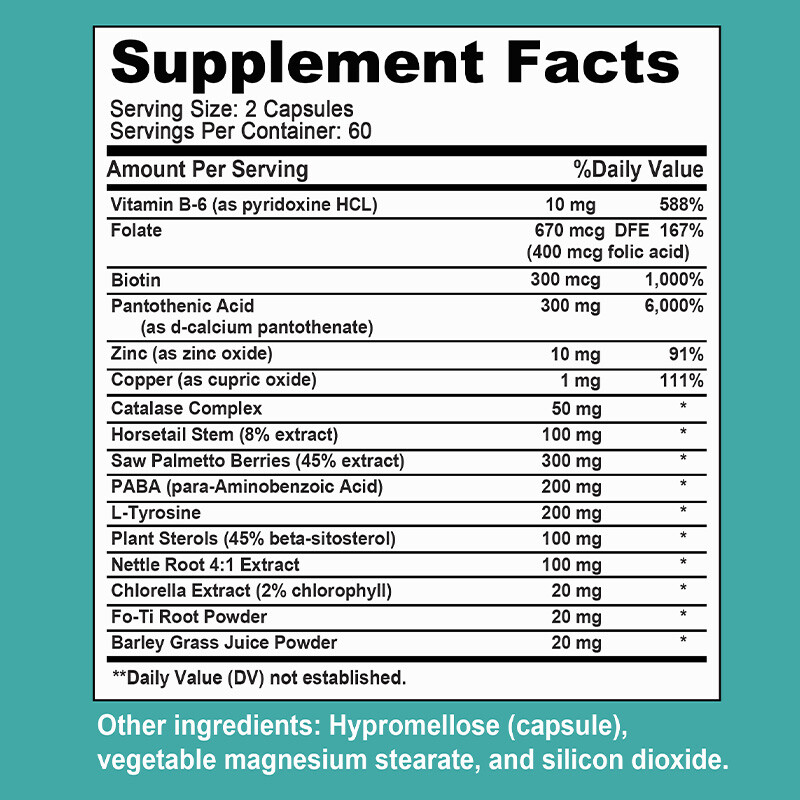 Hair Growth Vitamins For Men – Anti Hair Loss Capsules. Regrow Hair Beard Growth