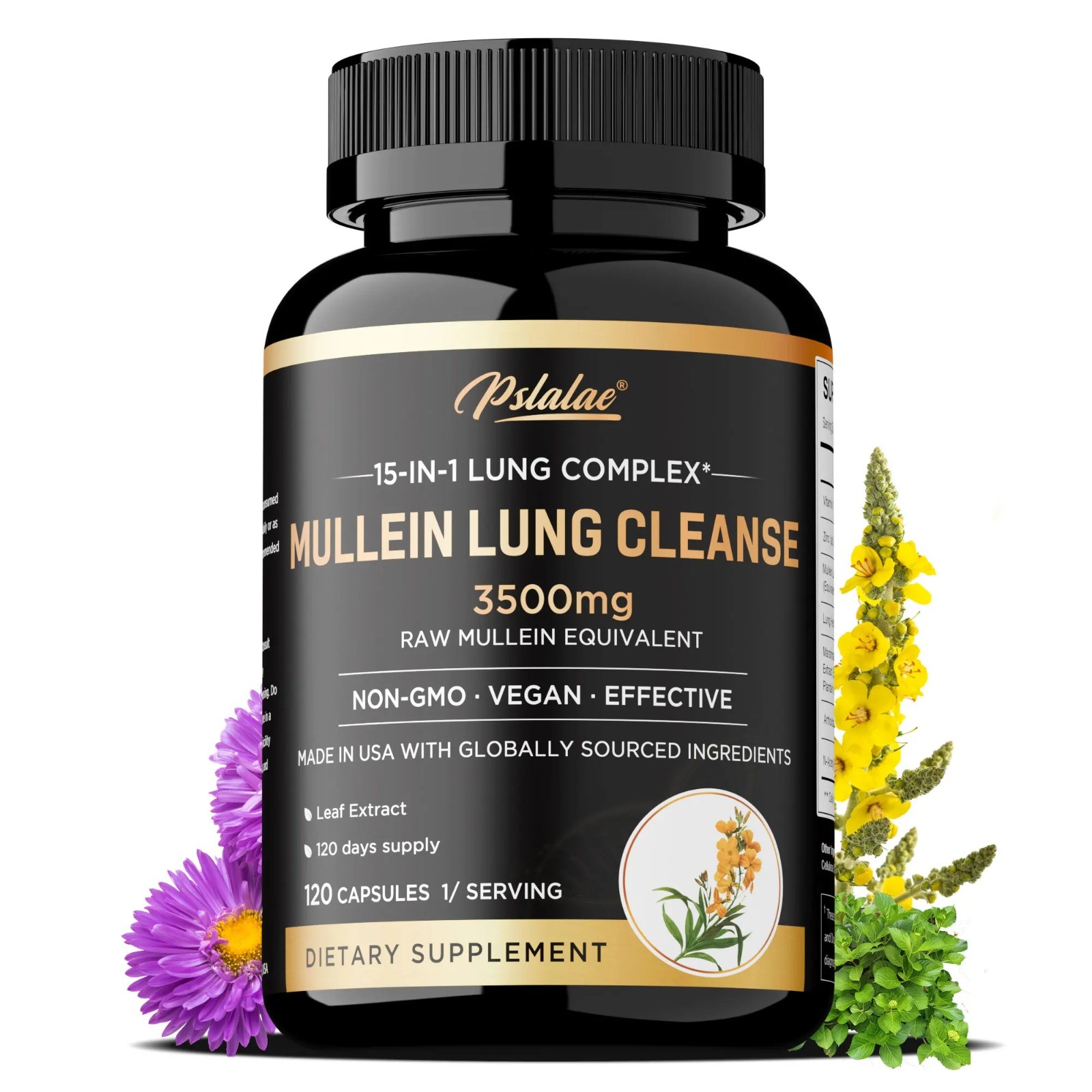 Mullein Lung Cleanse 120pcs – Support Respiratory Health,Improves Airway Clarity