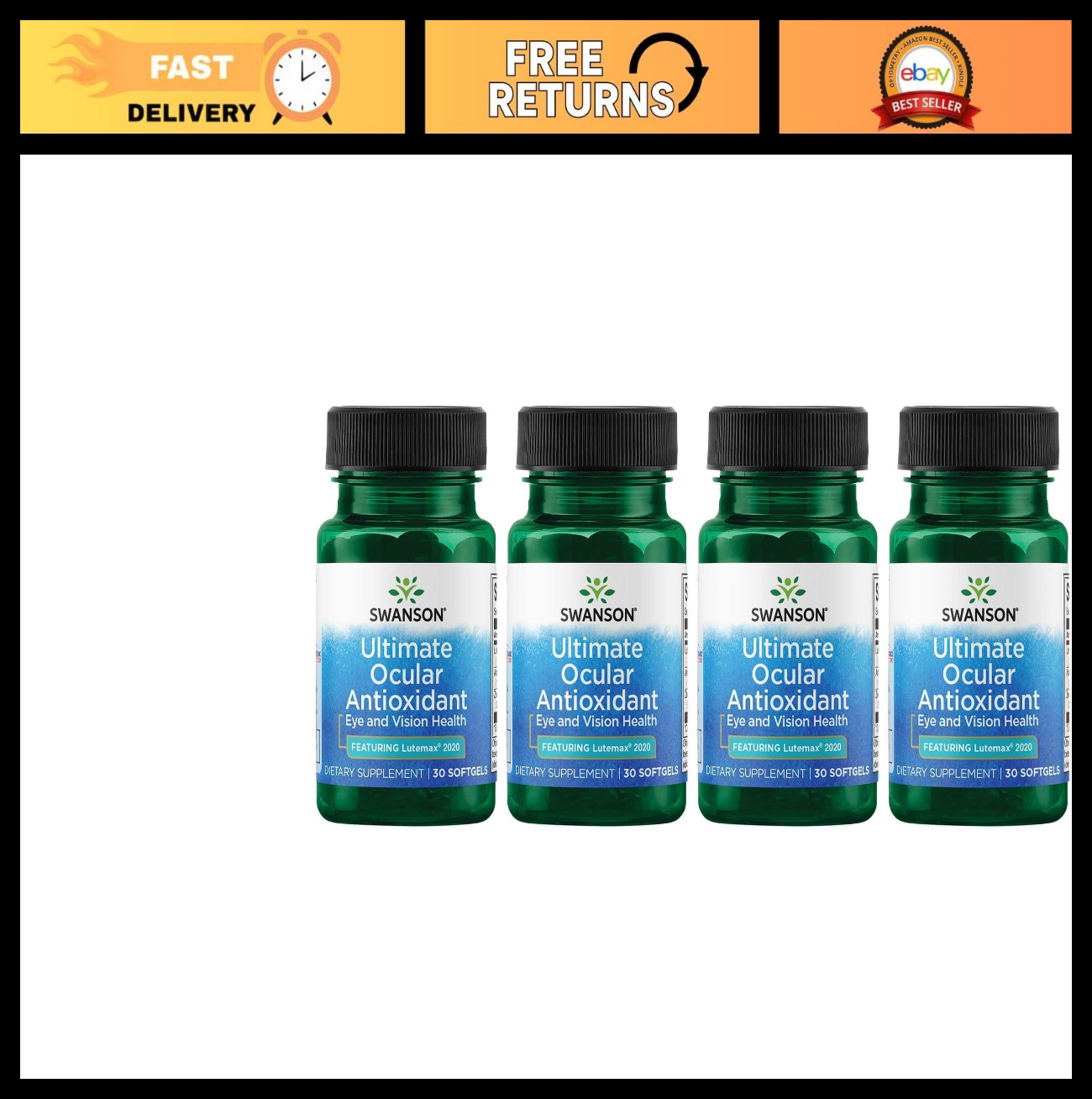 Ultimate Ocular Antioxidant with Lutemax 2020 – 30 Softgels, 4 Pack for Eye Heal
