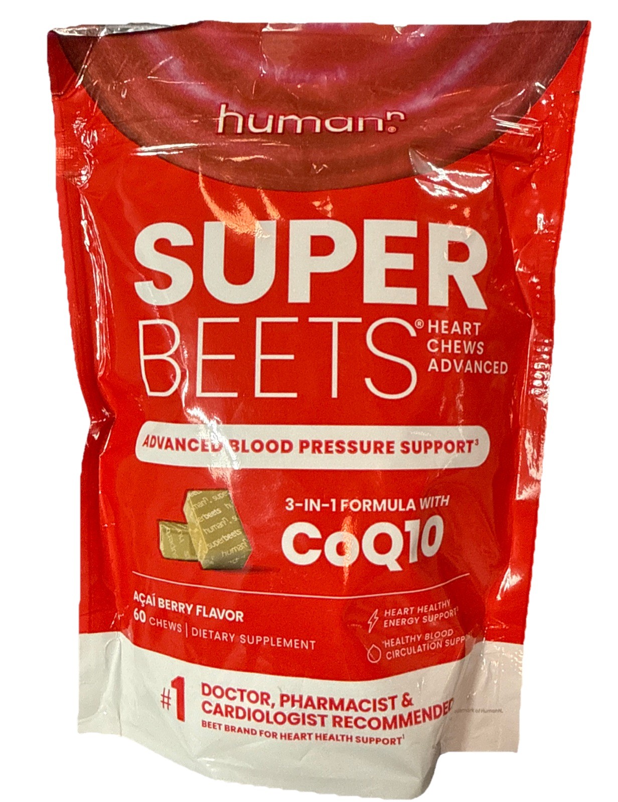 humanN Super Beets Heart Chews Advanced – CoQ10 60 Chews Exp: 04/2027+