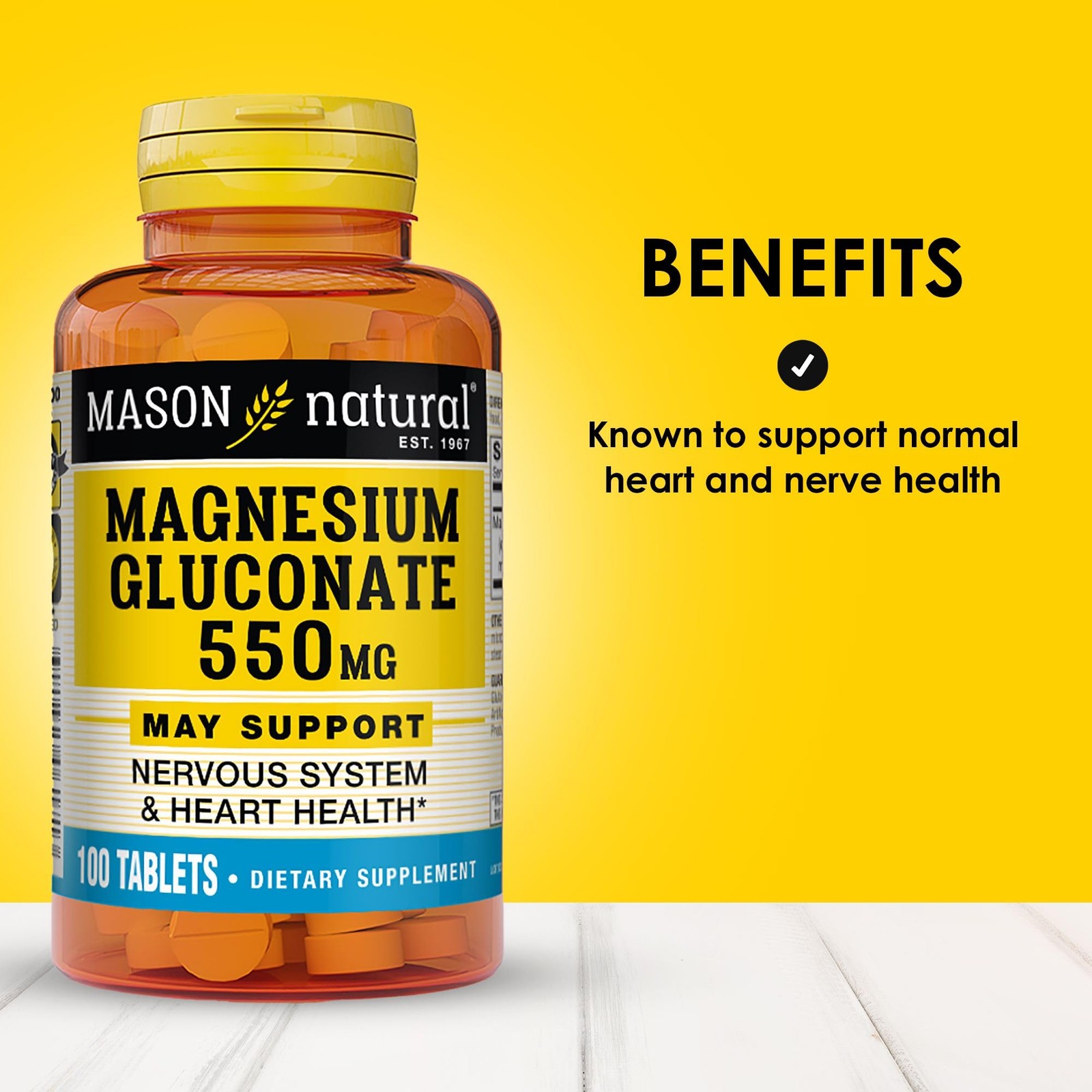 Mason Natural Magnesium Supplement 30mg 100 Count Easy to Swallow Tablets