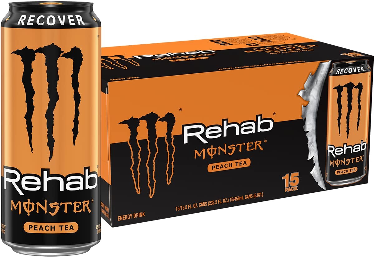 Monster Rehab Peach Tea + Energy, Energy Drink, 15.5 Ounce