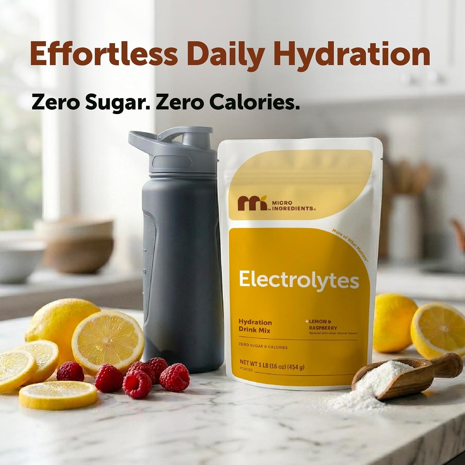 Sugar-Free Electrolyte Powder – Lemon Raspberry, 16oz – 69 Servings of Hydration