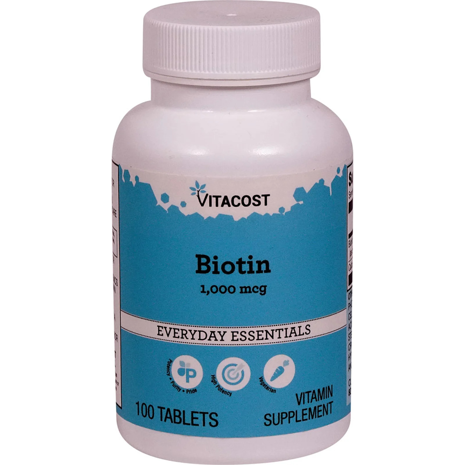 Biotin, 1,000 mcg, 100 Tablets