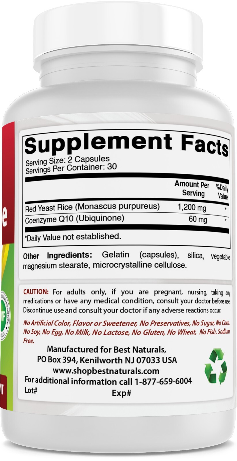 3 Pack Best Naturals Red Yeast Rice with COQ10 60 Capsules