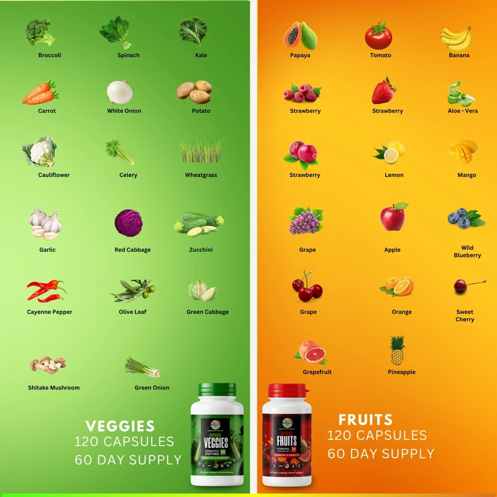 Garden OF Health Superfood Fruits Veggies Enzymes Probiotics Digest 240 Caps –