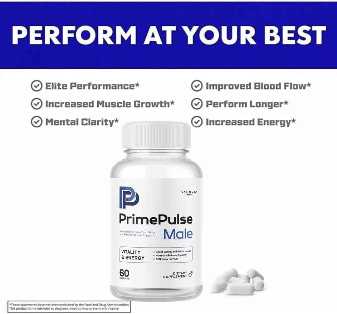 Prime Pulse Male Supplement Capsules Men Energy Strength Vitality 1 Pack 60Ct
