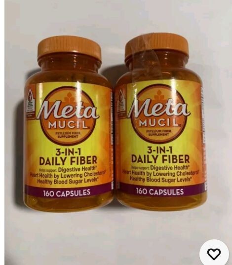 2 Pack Meta Mucil 3-in-1 Daily Fiber, 160 Capsules – EXP 3/26