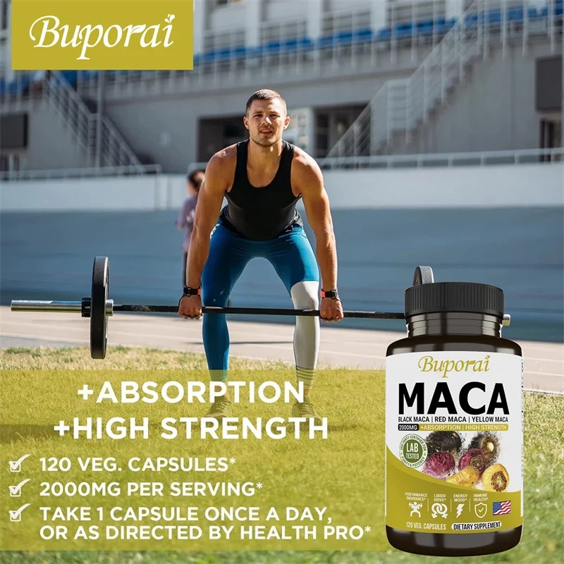 Maca Root 120pcs,Builds Muscle and Strength, Regulate Mood, Balances Hormones