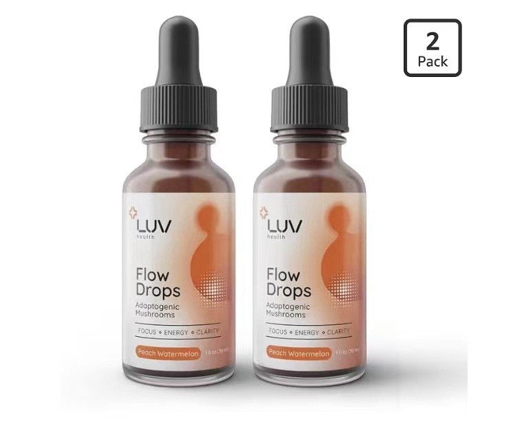 (2-Pack) LUV Wellness Flow Drops – Wellness LUV Flow Adaptogen Mushroom Blend Dr