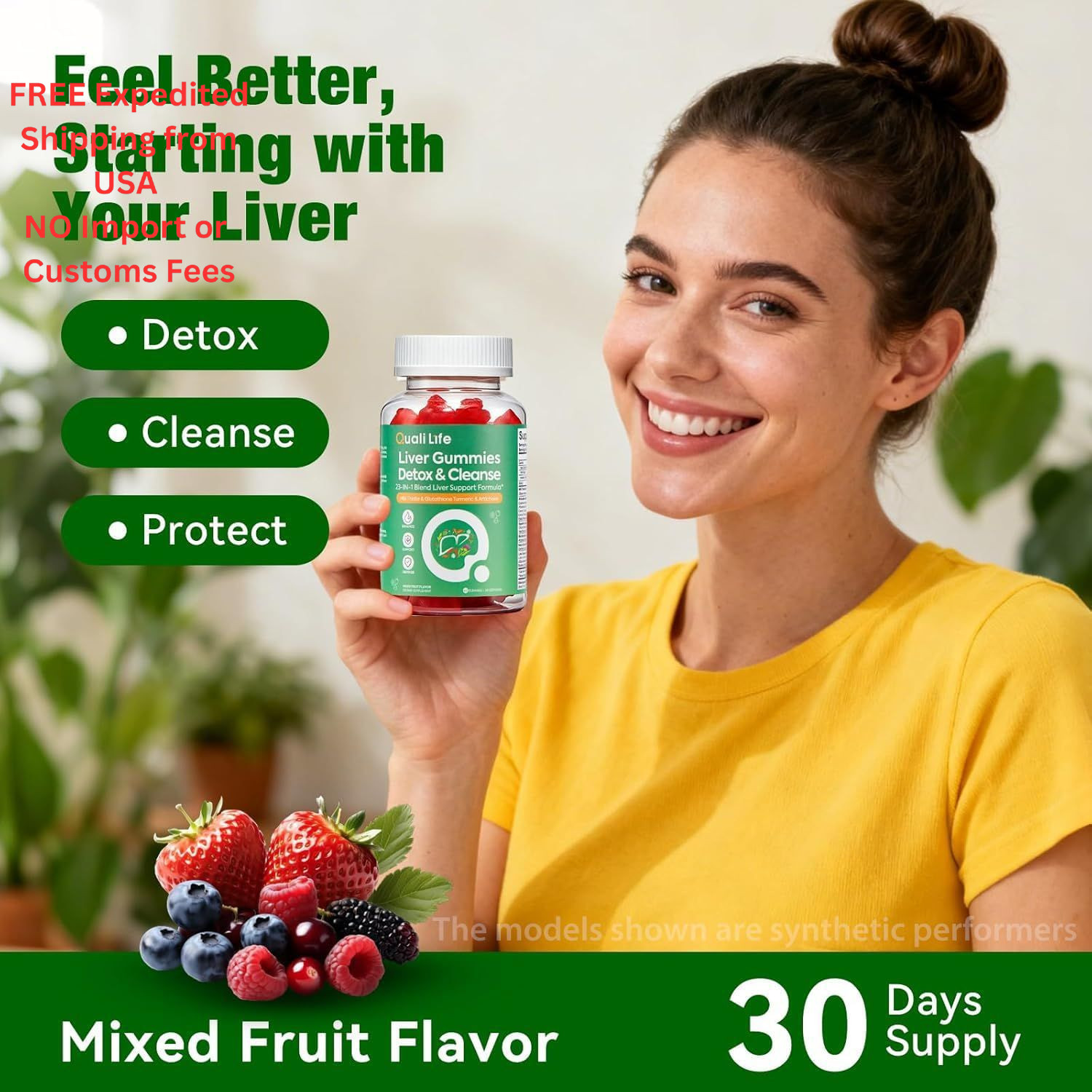 QualiLife Liver Cleanse Detox & Repair Gummies – 2000mg 60 Count (Pack of 1)