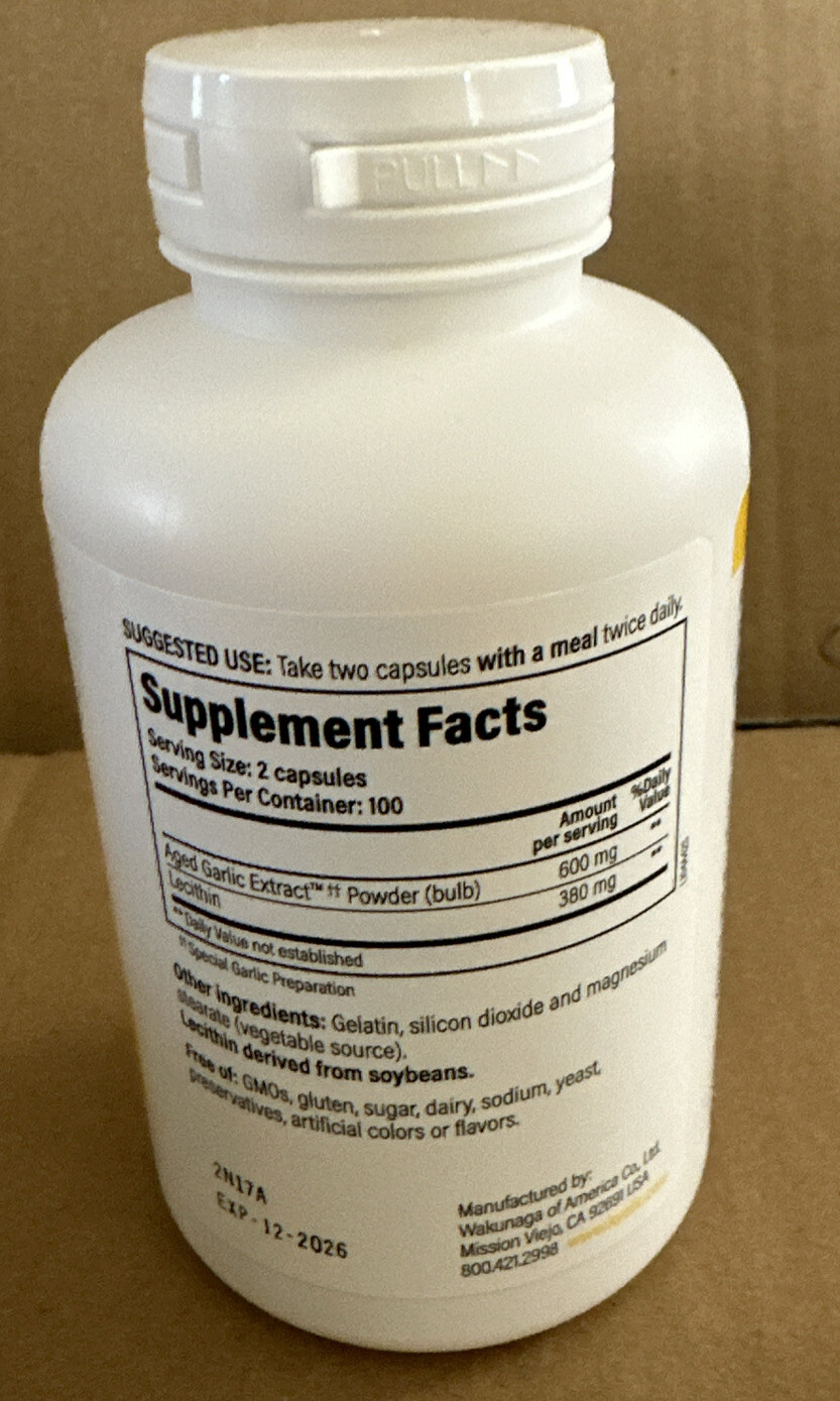 Kyolic Formula 104 Garlic Lecithin Cholesterol Capsules -200 Count. Exp 12/2026