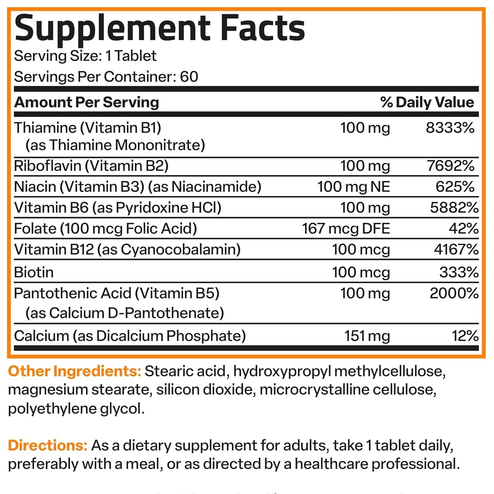 Bronson Super B100 Vitamin B Complex – 60 Tablets