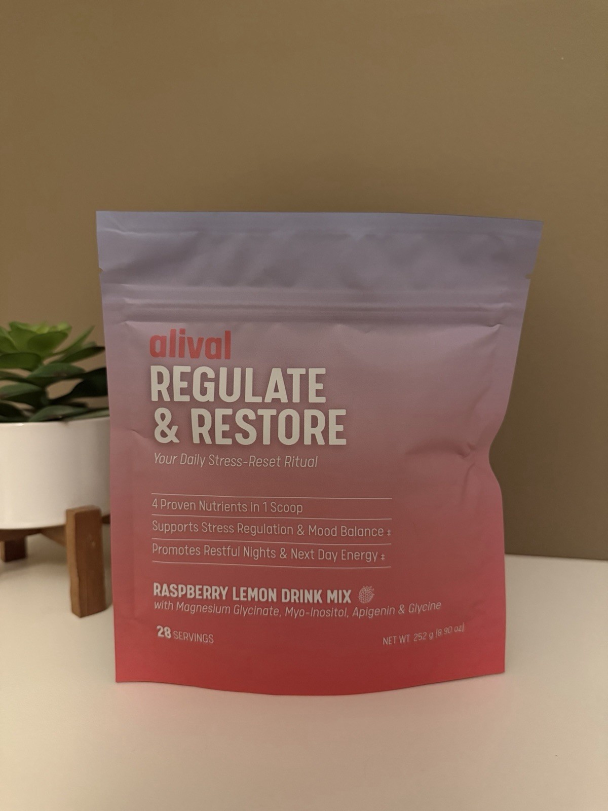 alival Regulate & Restore Drink Mix Raspberry Lemon Magnesium Glycinate 8.9 oz