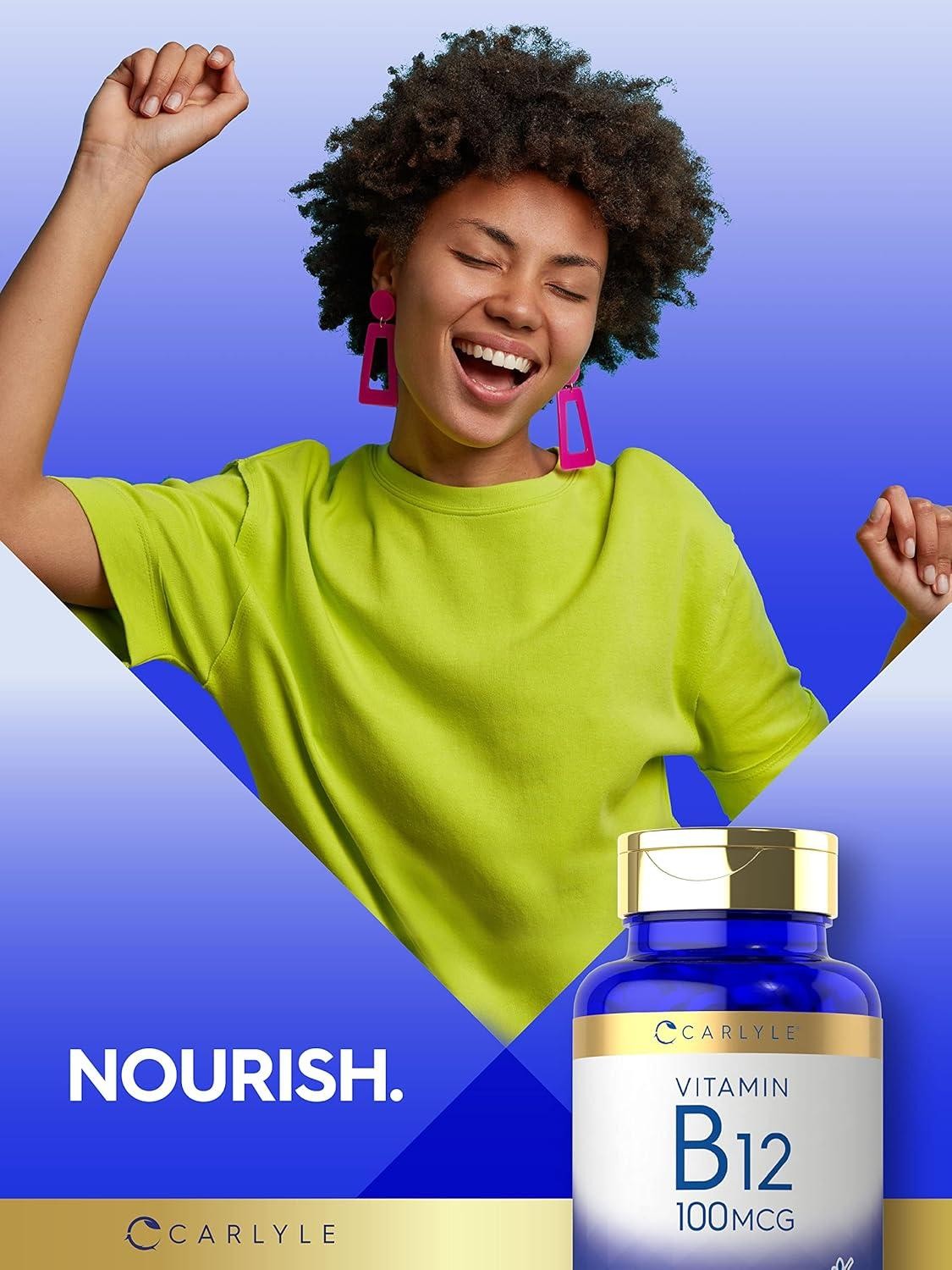 Vitamin B12 100 Mcg Nerve Brain Heart Cognitive Energy Health Support, 200 Tabs