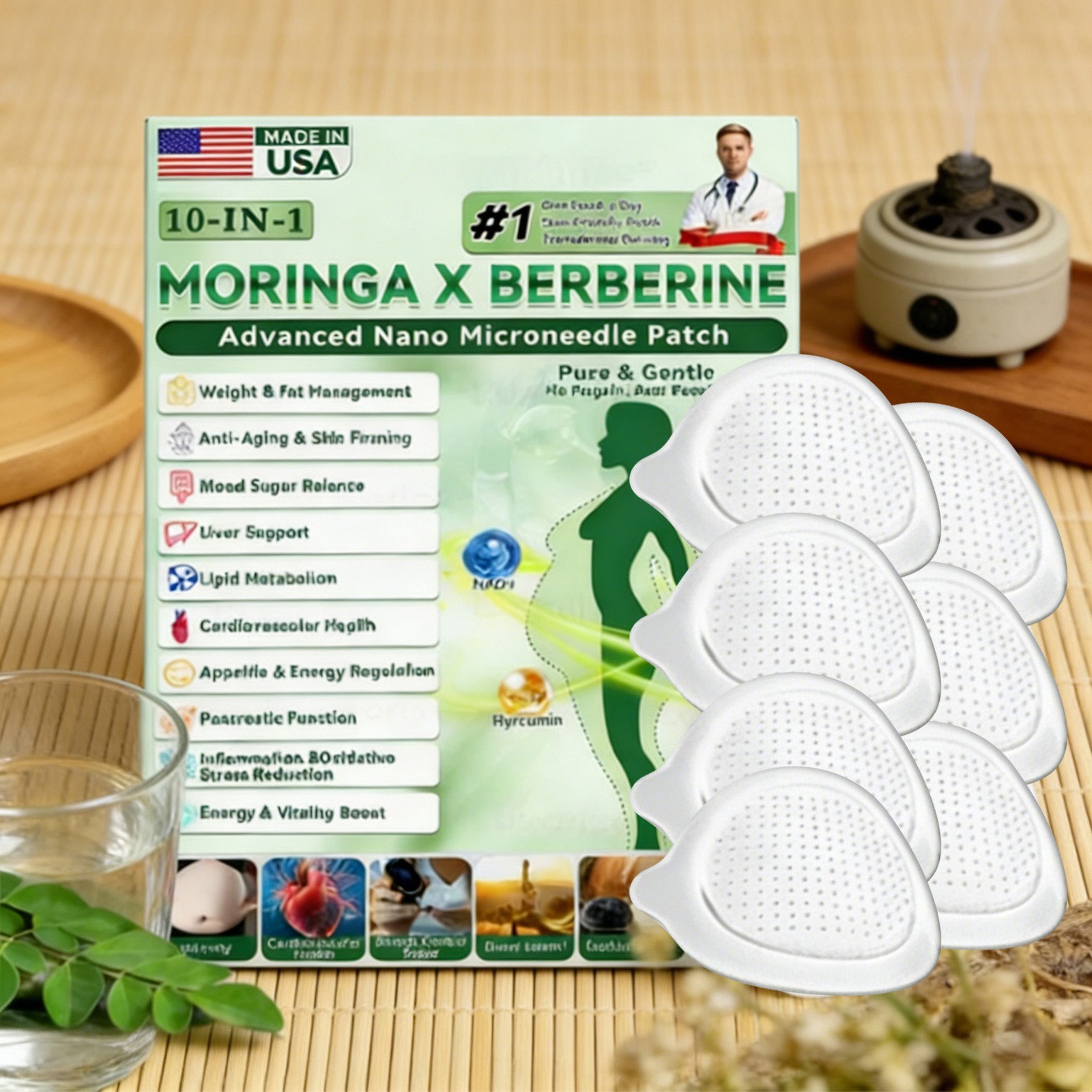 Improved Luxarise Moringa Berberine 10-in-1 Advanced Nano Microneedle Patch(7pcs