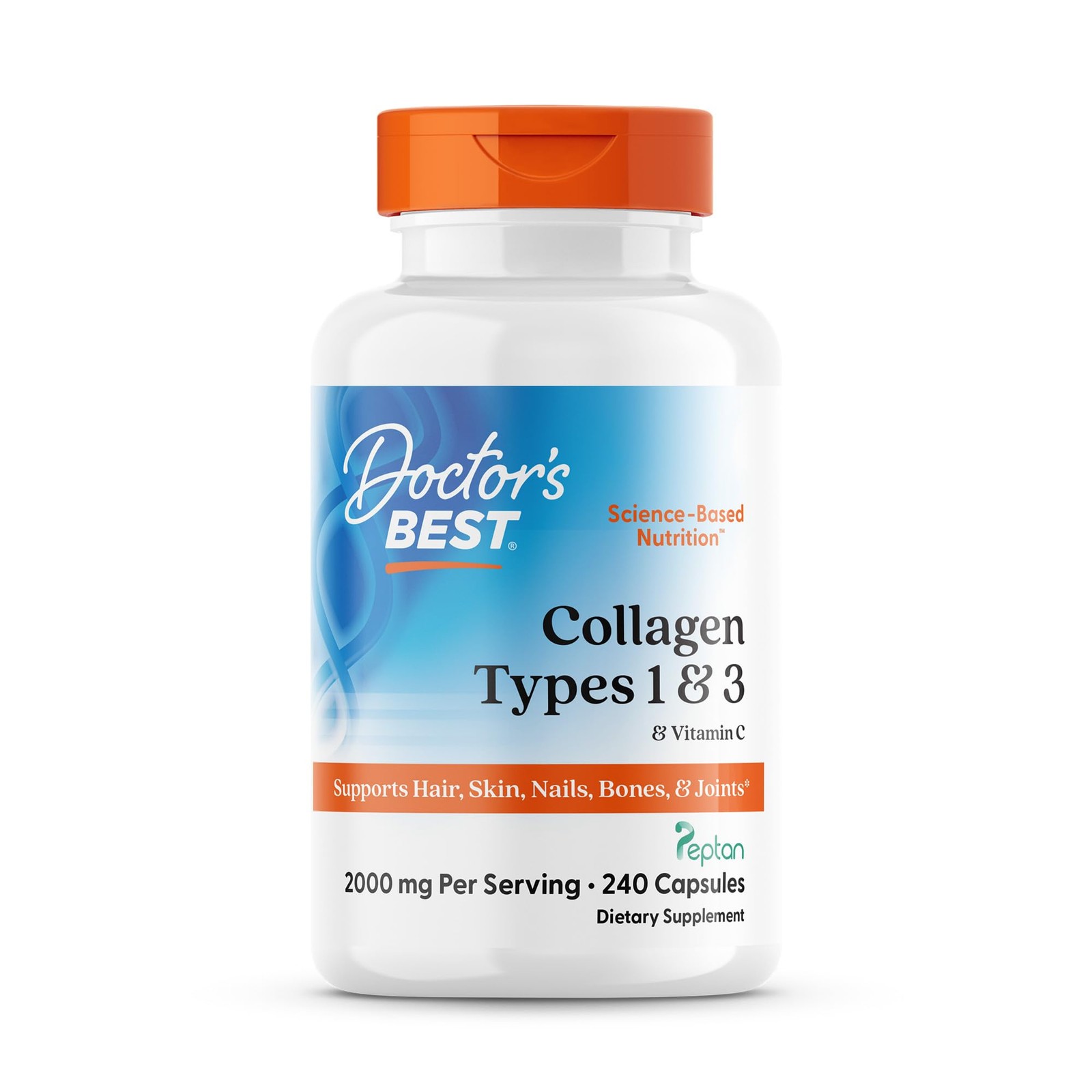 Doctor’s Best Collagen Types 1 & 3 with Vitamin C, 240 Count (Pack of 1)