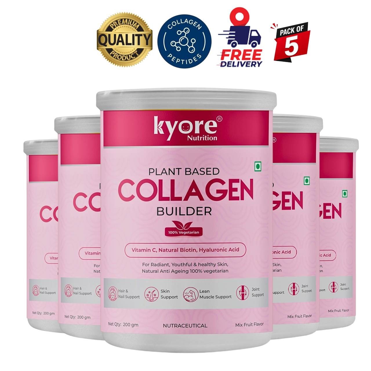 5 Pack K.yore Plant Collagen Powder Sea Buckthorn 200g
