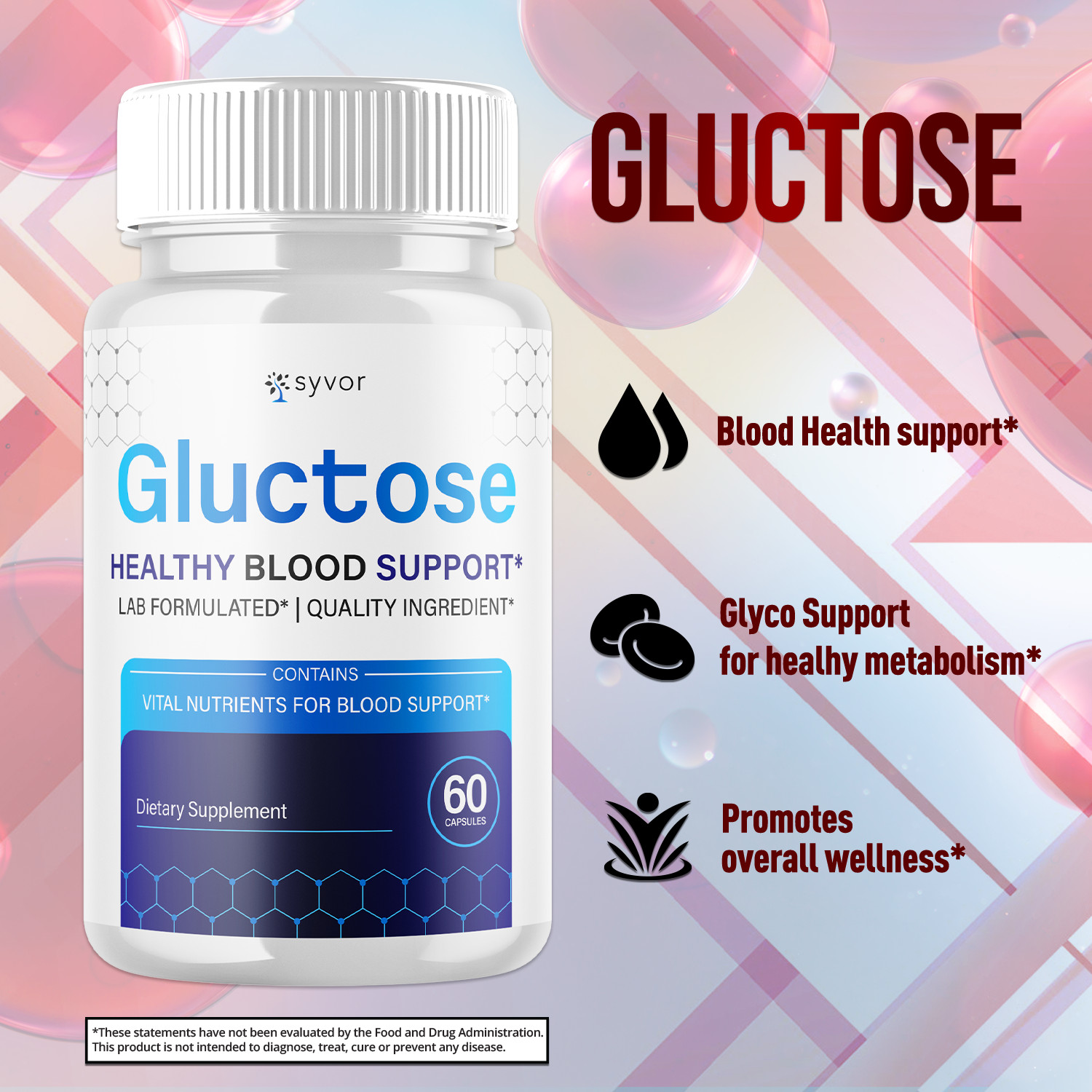 (3 Pack) Gluctose Blood Pills Advanced Max Support Gluctose Fomula 180 Capsules