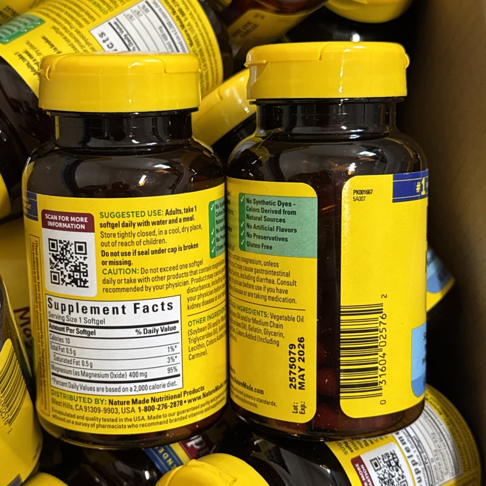 (2) Nature Made Extra Strength Magnesium Oxide 400 mg 60 Softgels Exp 05/26