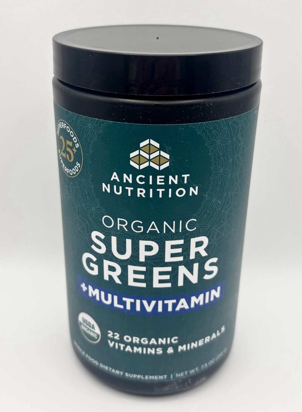 SEALED Ancient Nutrition Organic Super Greens +MULTIVITAMIN 25 Serv Exp 11/2026