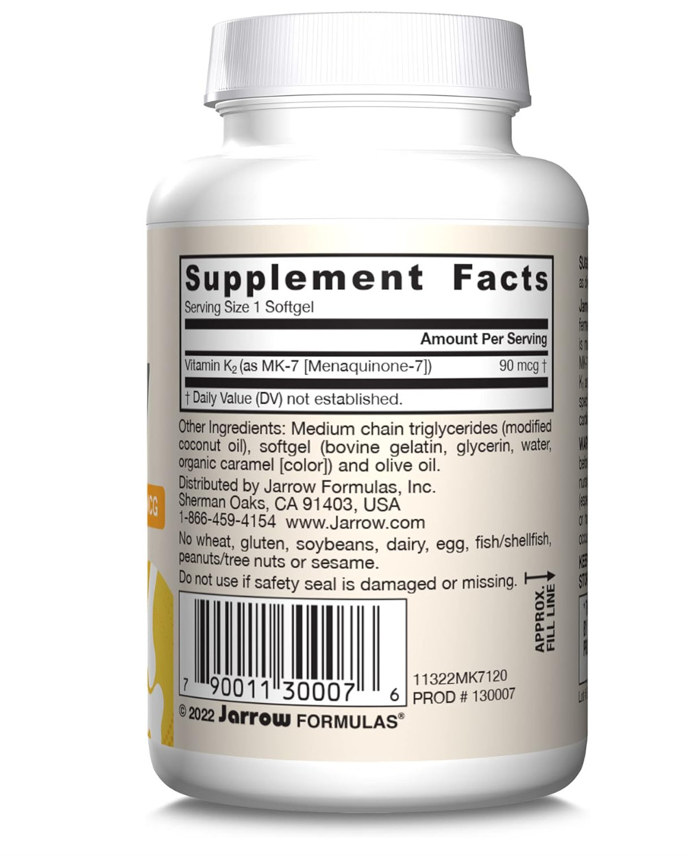 Jarrow Formulas Mk7 Promotes Bone Health Soft Gels Capsules, 90mg – 120 Count