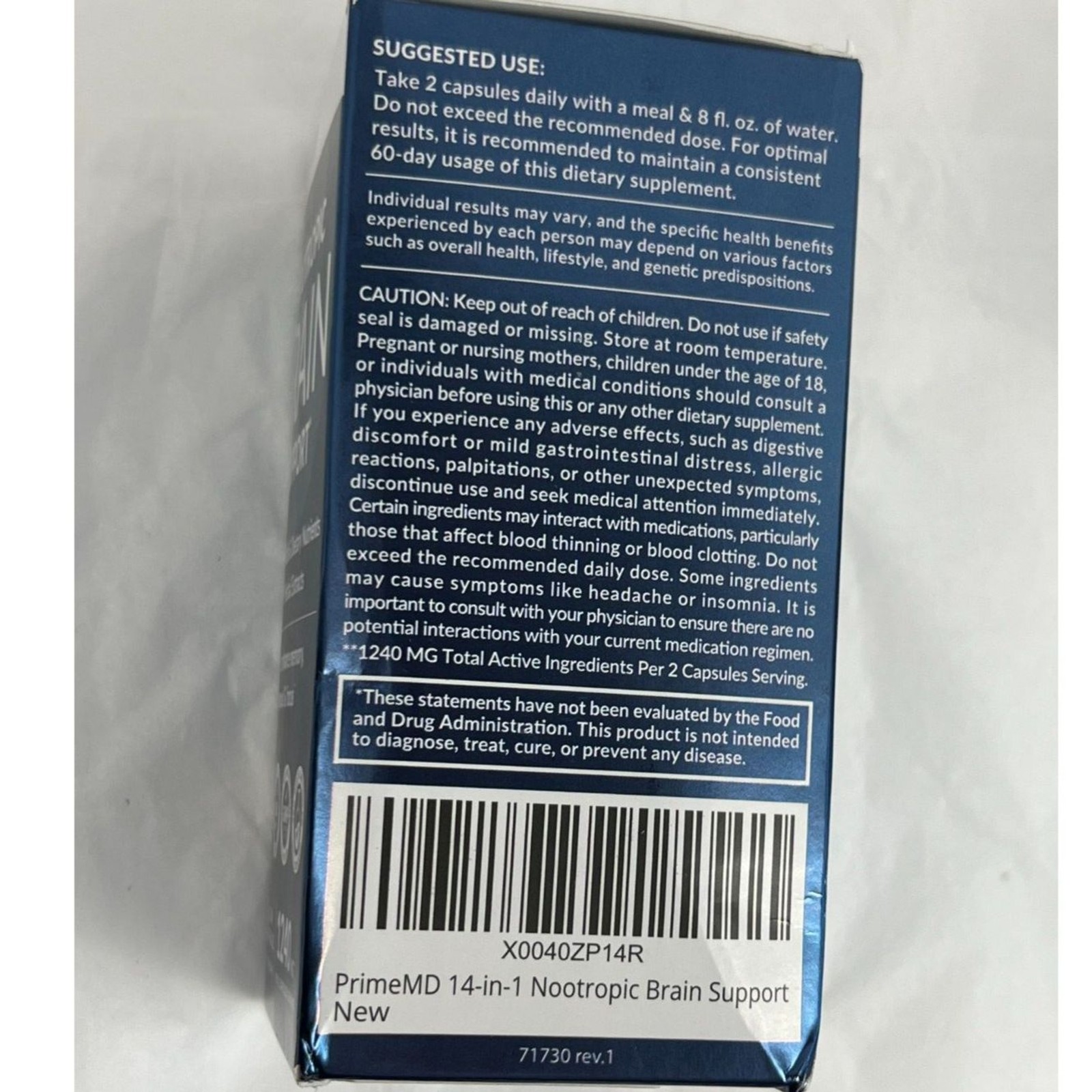 PrimeMD Brain Support Nootropic Lions Mane Ginkgo Biloba Alpha GPC Sealed/NIB